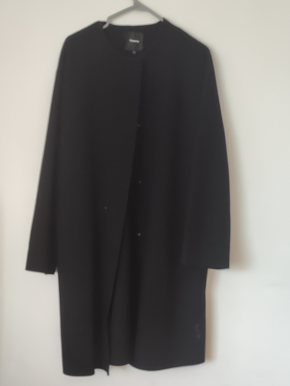 Theory Black Minimalist Wool Trench Coat